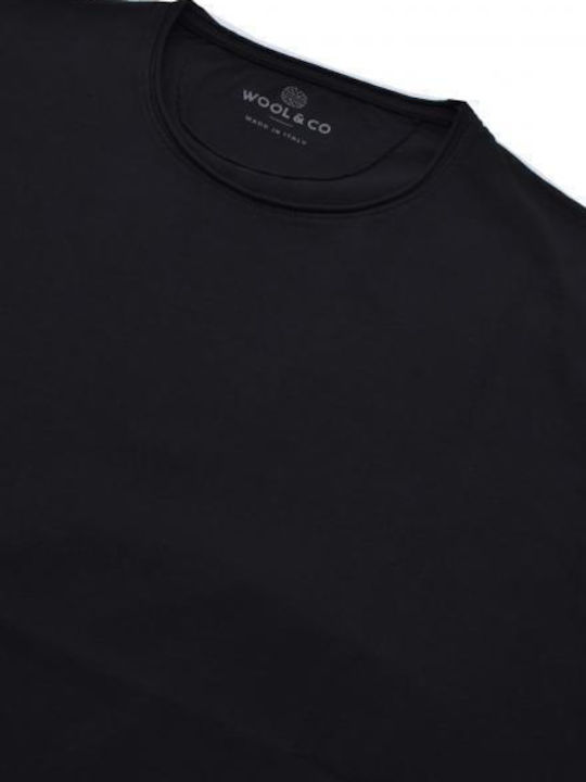 Wool & Co Ανδρικό T-shirt Κοντομάνικο Μαύρο