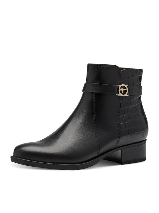 Leder Stiefeletten Damen Schwarz