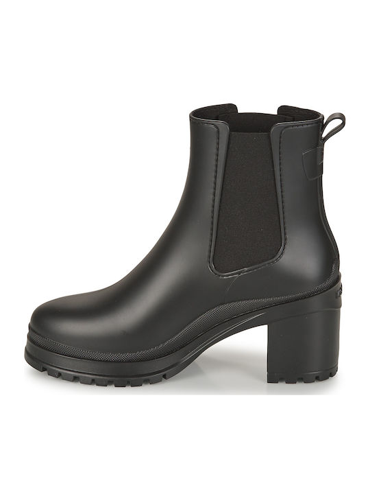 Damen Chelsea Stiefeletten mit hohem Absatz Schwarz