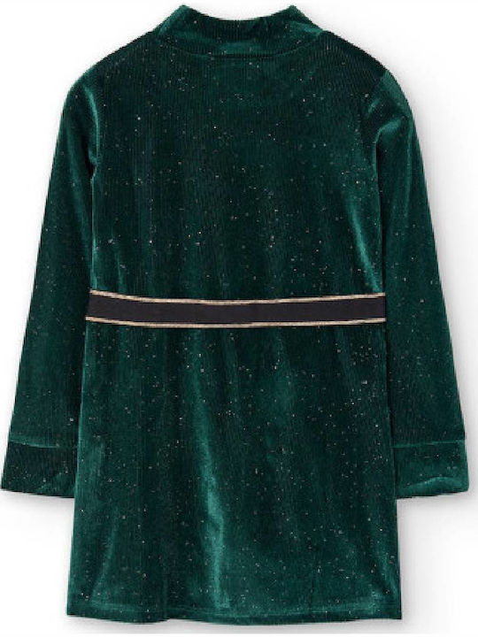 Mädchenkleid Langärmelig Samt Grün