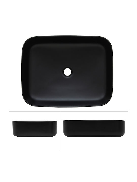 ML-Design Επικαθήμενος Νιπτήρας Κεραμικός 51x40.5x13.5cm Μαύρος