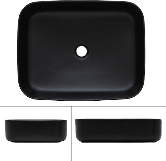 ML-Design Επικαθήμενος Νιπτήρας Κεραμικός 51x40.5x13.5cm Μαύρος
