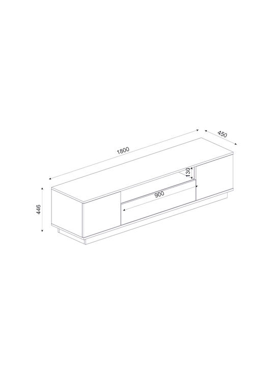 Έπιπλο Τηλεόρασης Fedya Λευκό Μ180xΠ45xΥ44.6cm