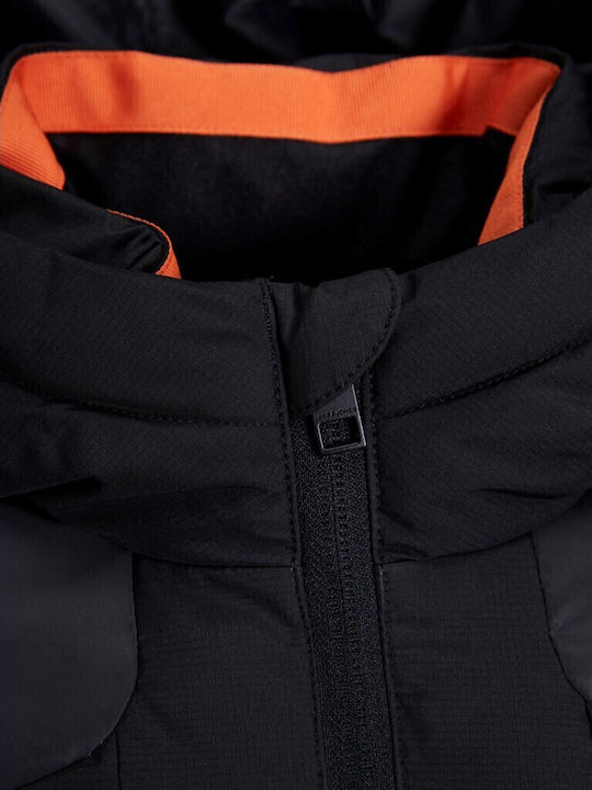 Kids' Quilted Jacket Short Windproof with Hood Black
