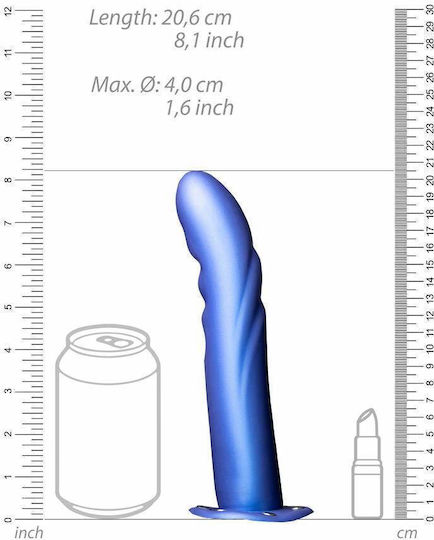Shots Ouch Textured Curved Hollow Harness with Dildo 20.6cm in Blue Color