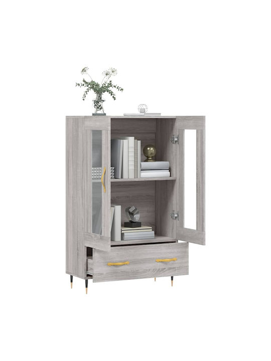 Wohnzimmer Vitrine aus Spanplatte mit Verglasung in Grau 69.5x31x115cm