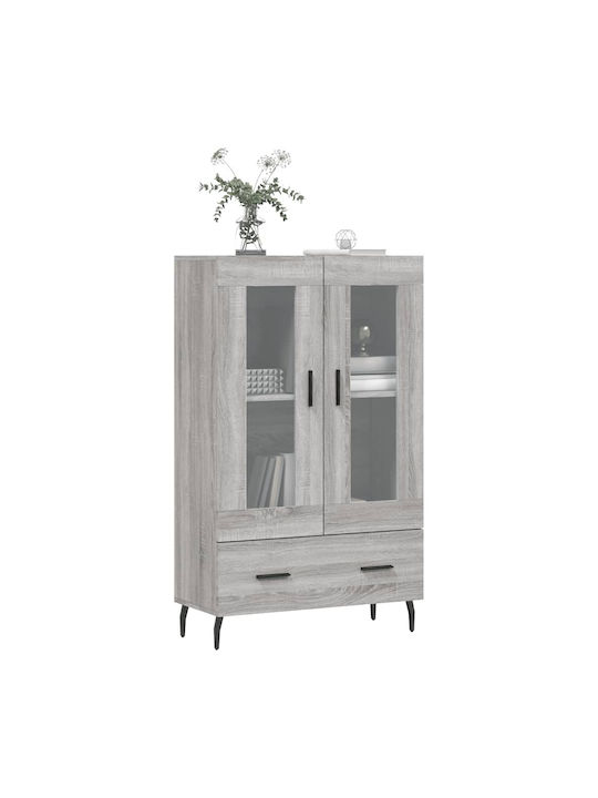 Wohnzimmer Vitrine aus Spanplatte mit Verglasung in Grau 69.5x31x115cm