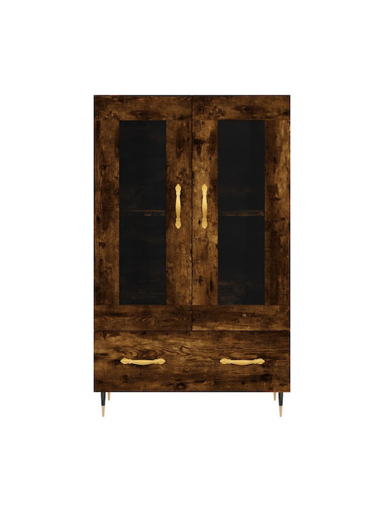 Living Room Display Cabinet from Particle Board with Walnut Glass 69.5x31x115cm