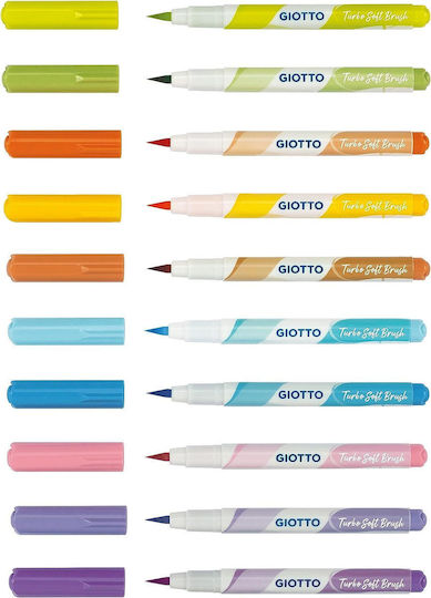 Giotto Turbo Soft Brush Pastel Μαρκαδόροι Ζωγραφικής Λεπτοί, Neon Σετ 10 χρώματα