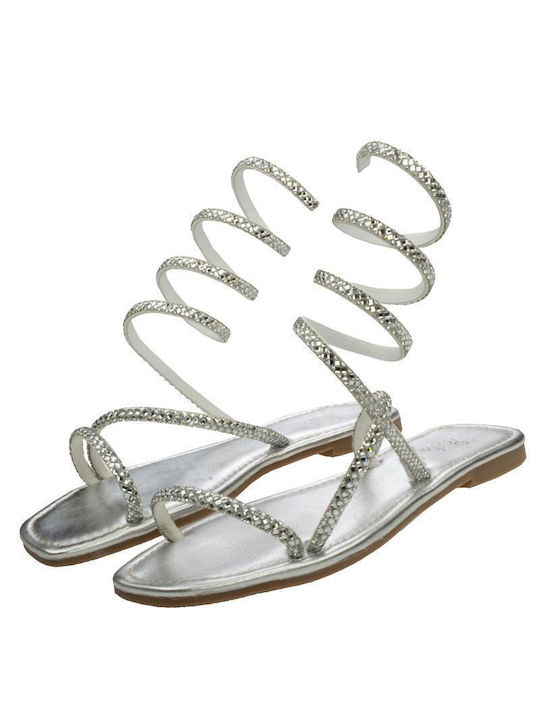 Kallisto Leather Women's Flat Sandals in Gray Color