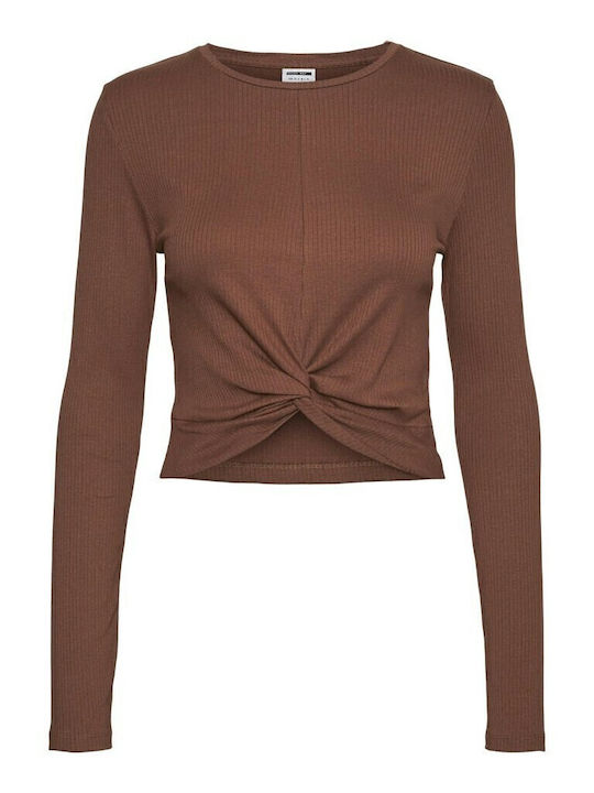 Damen Bluse Baumwolle Langärmelig Braun