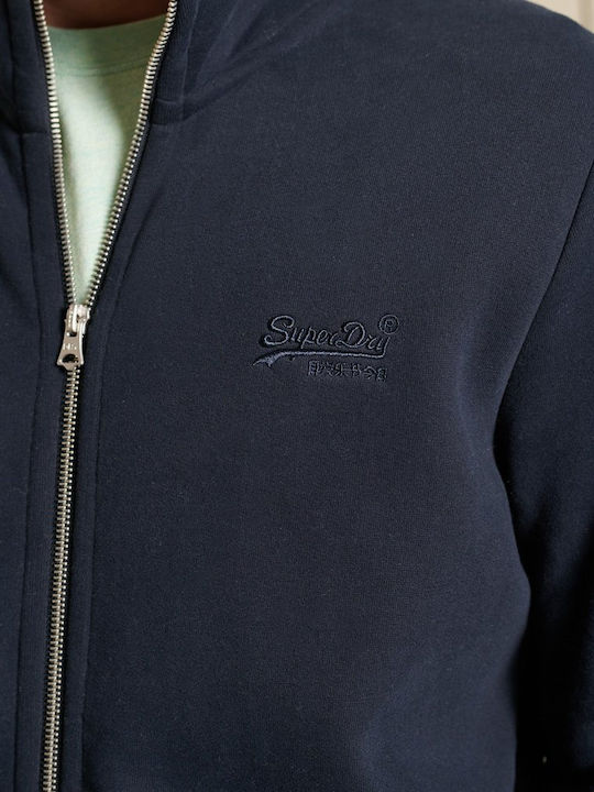 Superdry Jachetă cu fermoar pentru bărbați cu buzunare Albastră