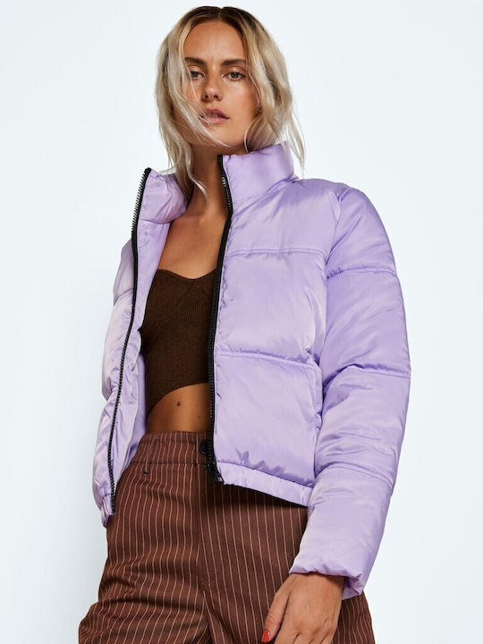 Women's Short Puffer Jacket for Winter Lilacc
