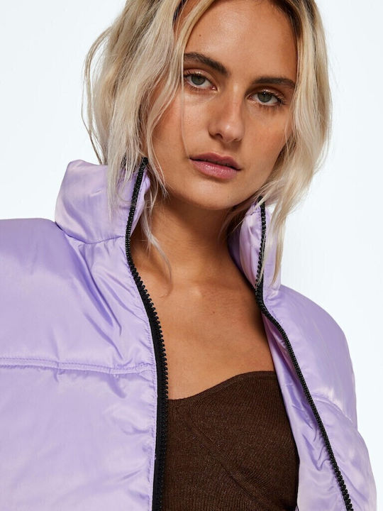 Women's Short Puffer Jacket for Winter Lilacc