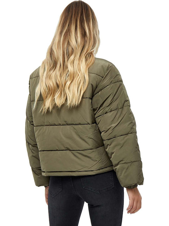 Desires Women's Short Puffer Jacket for Spring or Autumn Khaki