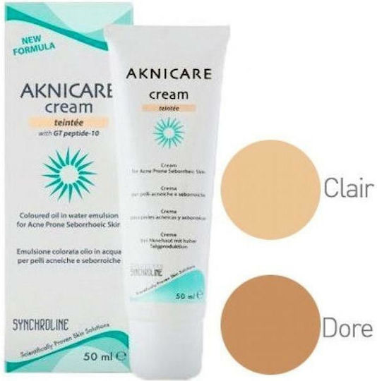 Synchroline Aknicare Ενυδατική Κρέμα Προσώπου Ημέρας με Χρώμα κατά της Ακμής με Υαλουρονικό Οξύ 50ml