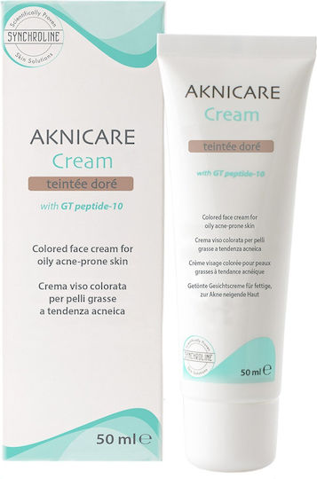 Synchroline Aknicare Ενυδατική Κρέμα Προσώπου Ημέρας με Χρώμα κατά της Ακμής με Υαλουρονικό Οξύ 50ml