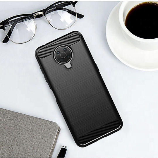 Techsuit Carbon Umschlag Rückseite Silikon Schwarz (Nokia G20)
