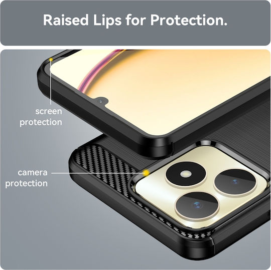 Techsuit Carbon Silicone Задна корица Силикон Черен (Realme C53)