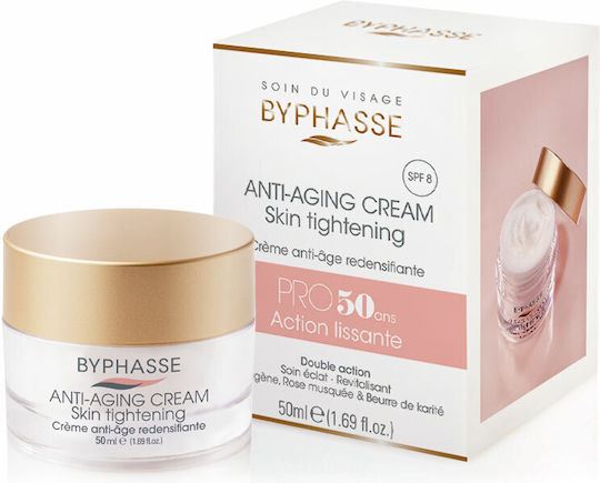 Byphasse Anti-aging Cream Pro50 Years Skin Tightening 24ωρη Κρέμα Προσώπου Ημέρας με SPF8 για Ενυδάτωση, Αντιγήρανση & Σύσφιξη με Κολλαγόνο 50ml