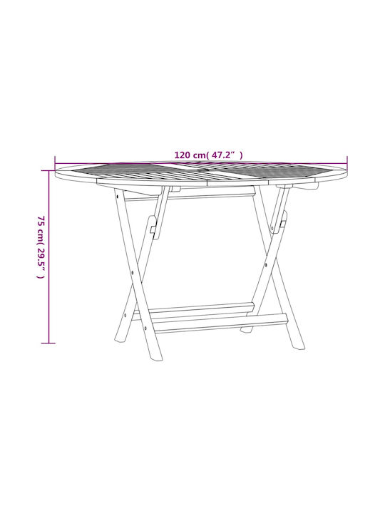 Garten- und Terrassentisch aus Teak Zusammenklappbarer Teak 120x120x75cm