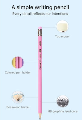 Deli Macaron Pencil HB with Eraser (Μiscellaneous colours)