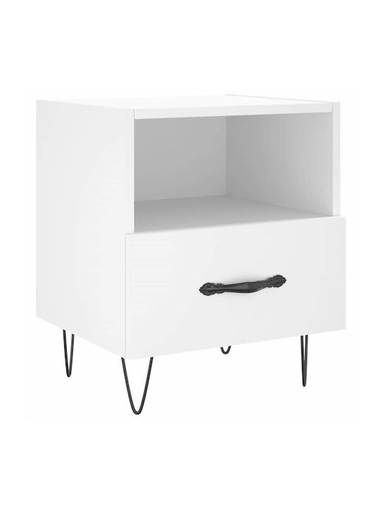 Wooden Bedside Table White 40x35x47.5cm