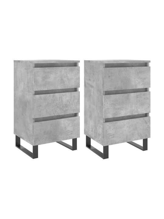 Wooden Bedside Tables 2pcs Gray 40x35x69cm