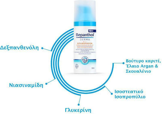 Bepanthol Derma 24ωρη Ενυδατική & Αναπλαστική Κρέμα Προσώπου Ημέρας με SPF25 με Πανθενόλη 50ml