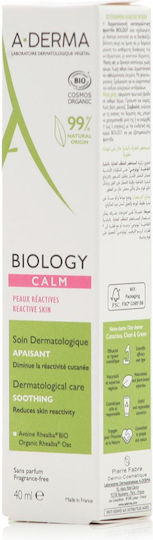 A-Derma Biology Calm 24-часов Хидратиращ Крем За Лице Против Зачервяване С Алое Вера 40ml