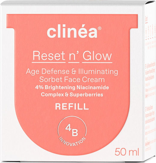 Clinea Reset N' Glow Sorbet Refill Κρέμα Προσώπου Ημέρας για Αντιγήρανση & Λάμψη με Νιασιναμίδη & Πρεβιοτικά 50ml