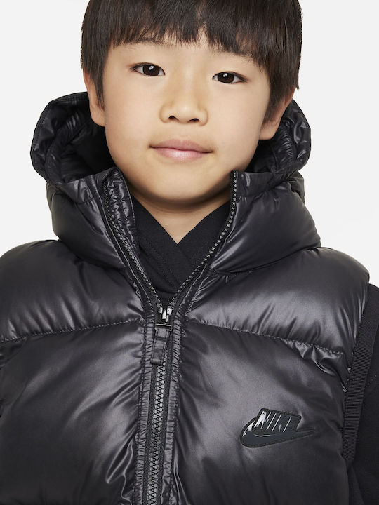 Nike Kids' Sports Jacket Sleeveless Short with Hood Black NSW