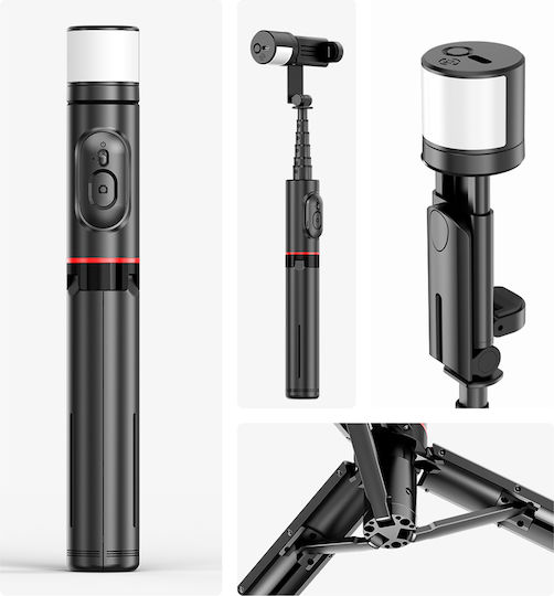Techsuit Q12S Селфи стик с Bluetooth Черен