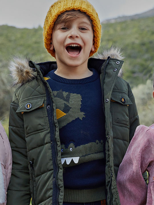 Kids' Casual Jacket Short with Hood Khaki