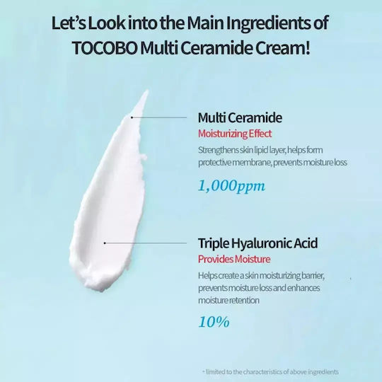 Tocobo Multi Ceramide Ενυδατική Κρέμα Προσώπου Ημέρας με Υαλουρονικό Οξύ 50ml