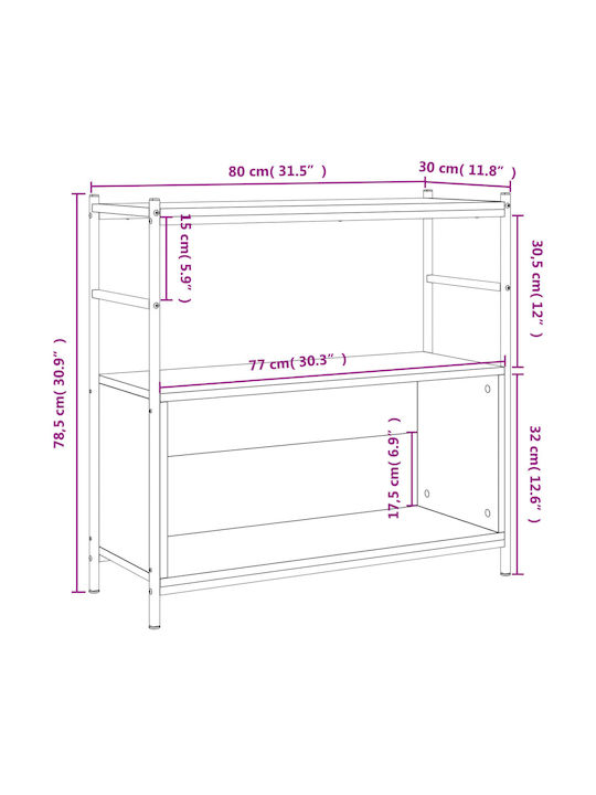 Bibliothek Schwarz 80x30x78.5cm