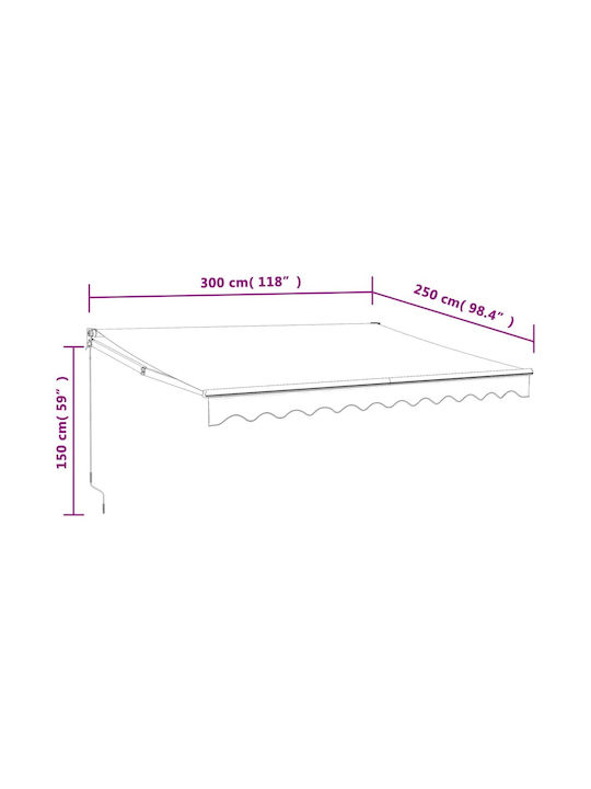 vidaXL Cort Terasă Galben x2.5m