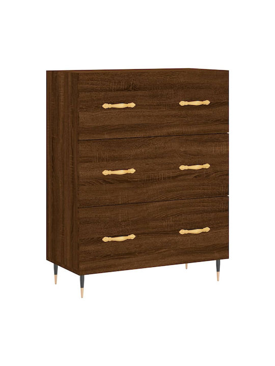 Wooden Chest of Drawers with 3 Drawers 69.5x34x90cm