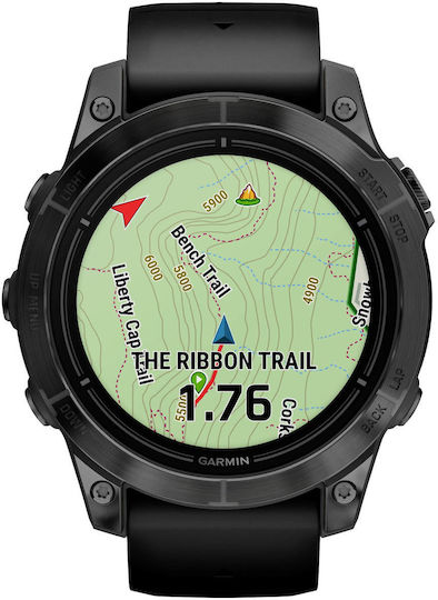 Garmin epix Pro (Gen 2) Standard Edition Stainless Steel 47mm Waterproof Smartwatch with Heart Rate Monitor (Slate Grey with Black Band)