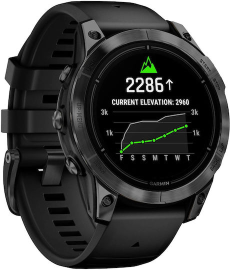 Garmin epix Pro (Gen 2) Standard Edition Stainless Steel 47mm Waterproof Smartwatch with Heart Rate Monitor (Slate Grey with Black Band)