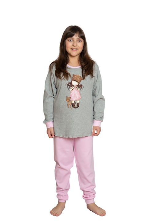 Nina Club Set Top & Bottom Kids Winter Cotton Pyjamas Gray