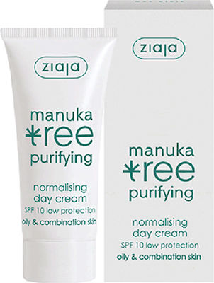 Ziaja Manuka Tree Κρέμα Προσώπου Ημέρας με SPF10 για Λιπαρές Επιδερμίδες κατά των Ατελειών με Υαλουρονικό Οξύ 50ml