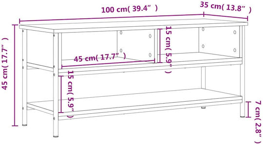 TV-Ständer aus Metall & Spanplatte Braun M100xT35xH45cm