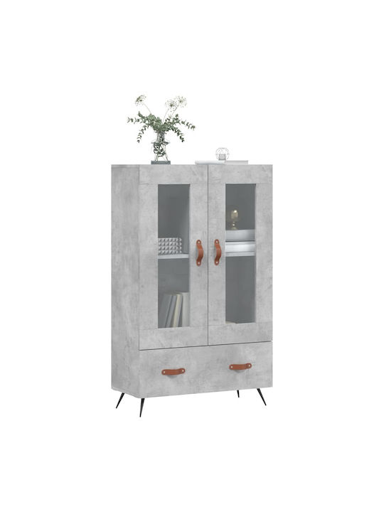 Wohnzimmer Vitrine aus Holz & Metall mit Verglasung Graues 69.5x31x115cm