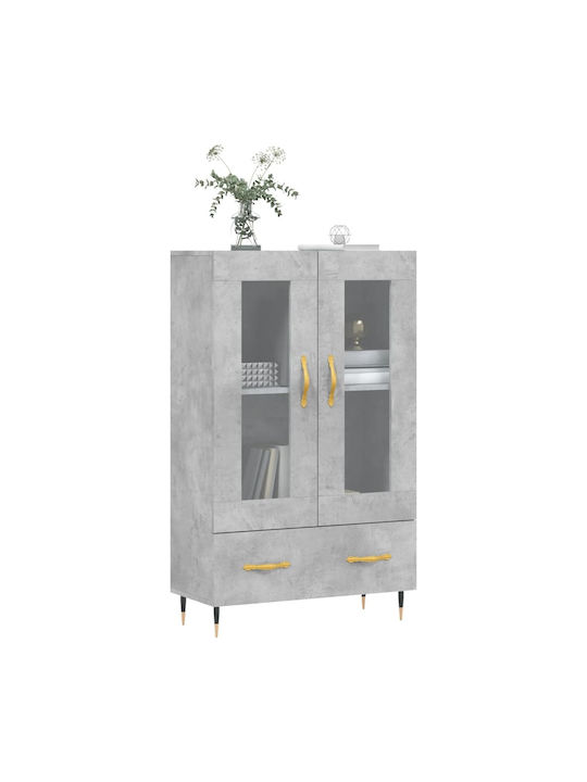 Wohnzimmer Vitrine aus Holz & Metall mit Verglasung in Grau 69.5x31x115cm