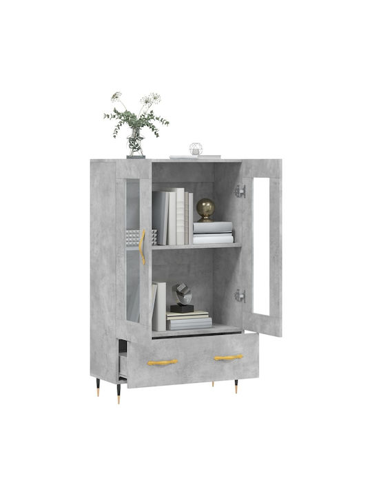 Wohnzimmer Vitrine aus Holz & Metall mit Verglasung in Grau 69.5x31x115cm