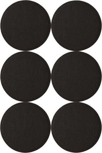 Smythson Round PU Black Coasters with Stand 11cm 6pcs