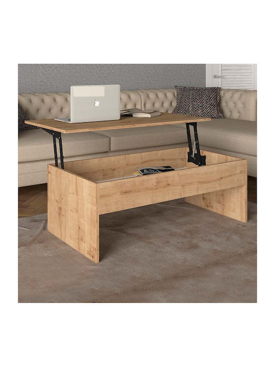 Rectangular Coffee Table Devon with Waiter Brown L110xW60xH44.8cm