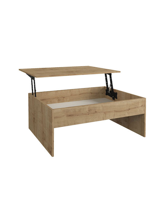 Rectangular Central Coffee Table Devon Wooden with Lifting Mechanism Brown M110xP60xH44.8cm