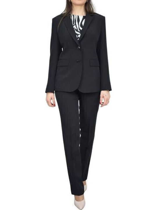 Baziana Blazer pentru femei Crep Cu talie Sacou Negru